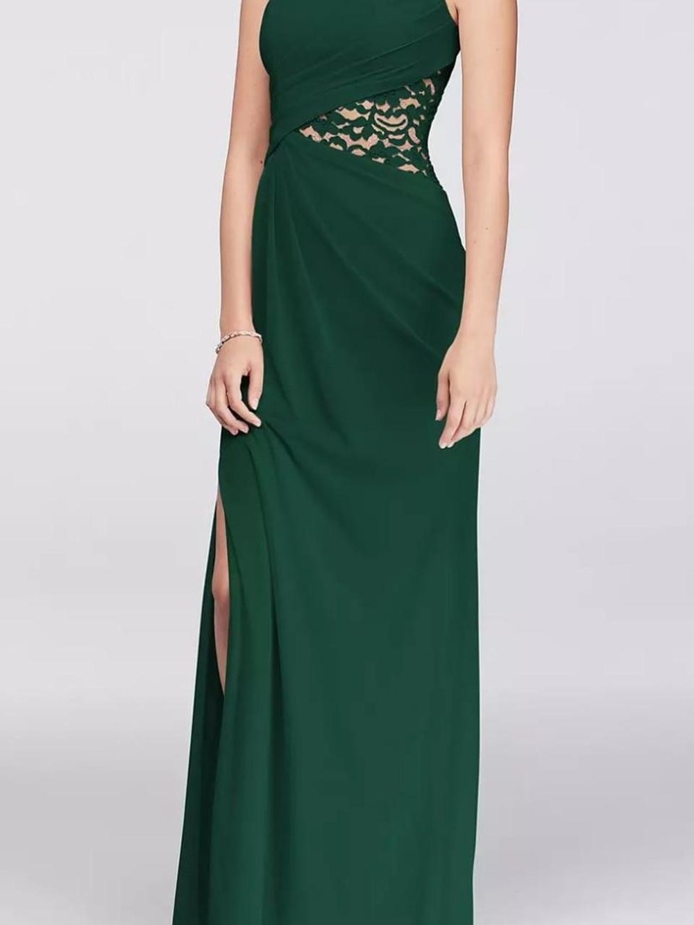 One-Shoulder Mesh Dress with Lace Inset